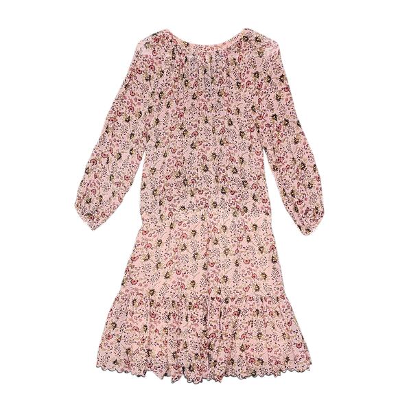 Velvet by Graham & Spencer Aubrey Printed Peasant Dress Pink Floral Print Medium - Picture 2 of 14